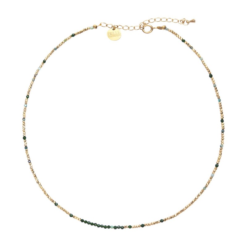 Collier Sarah Spinelle vert brillant & Turquoise africaine