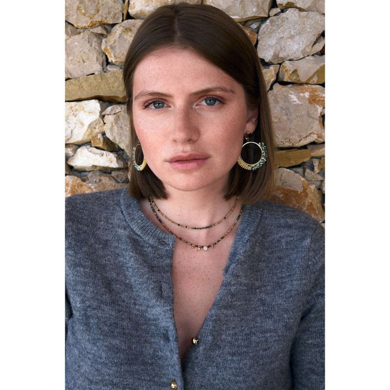 Collier Sarah Spinelle vert brillant & Turquoise africaine