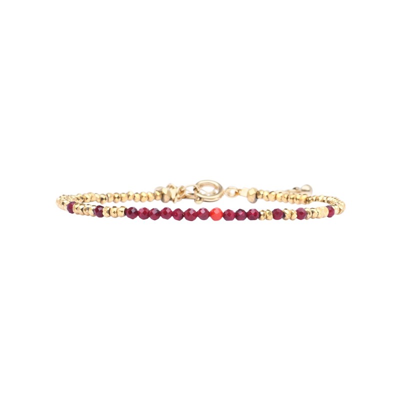 Bracelet Sarah Grenat naturel & Corail rouge