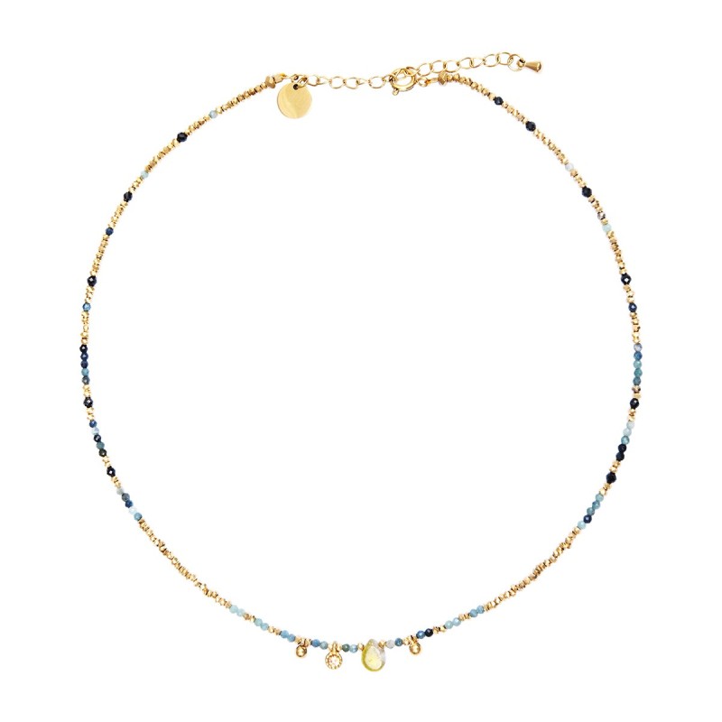 Collier Gabrielle Tourmaline bleue & Spinelle noir
