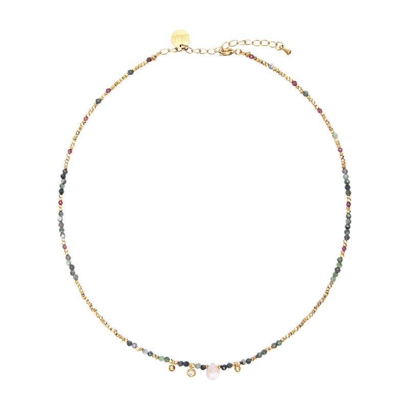 Collier Gabrielle Tourmaline Verte & Grenat naturel