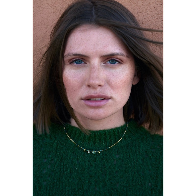 Collier Gabrielle Tourmaline Verte & Grenat naturel