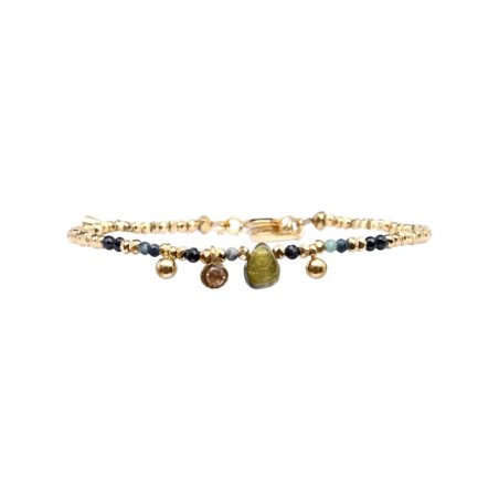 Bracelet Gabrielle Tourmaline bleue & Spinelle noir