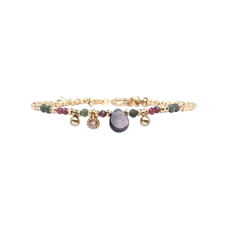 Bracelet Gabrielle  Tourmaline Verte & Grenat naturel