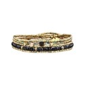 Bracelet élastique 5 tours ou Sautoir Gabrielle Spinelle noir &  Turquoise Africaine