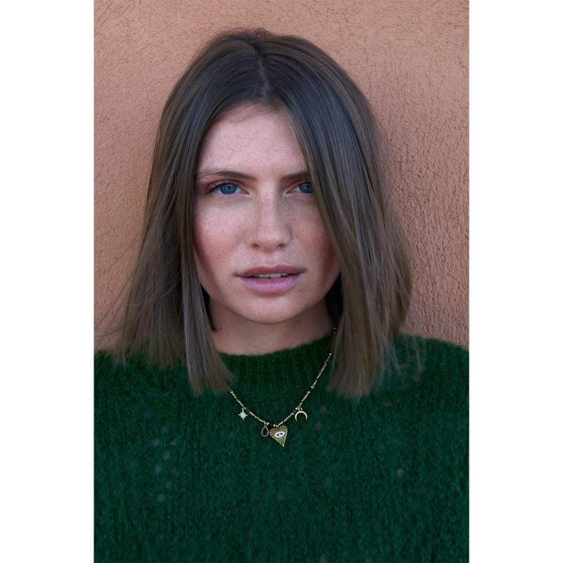 Collier Lucky charms Tourmaline bleue