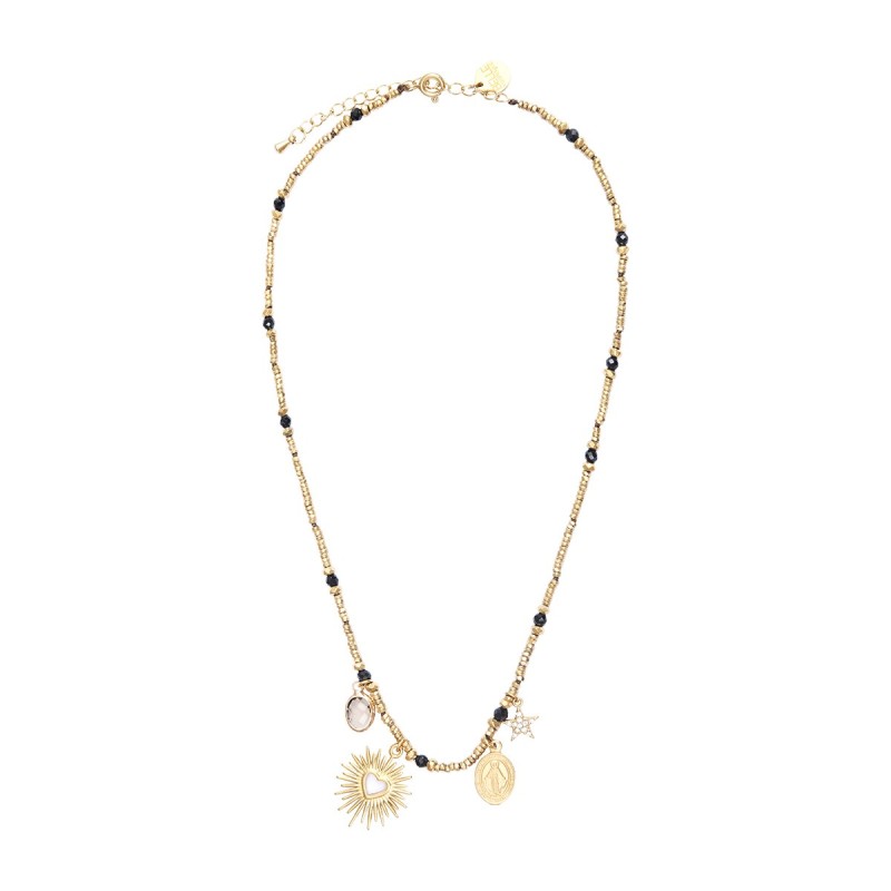 Collier Lucky charms Spinelle noir