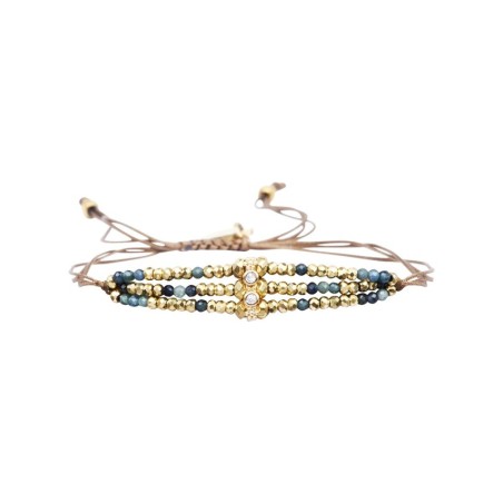 Bracelet 3 rangs Camelia Tourmaline bleue