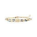 Bracelet 2 rangs Camelia Tourmaline bleue