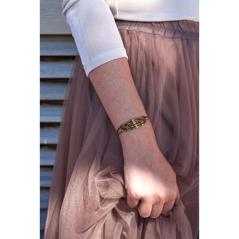 Bracelet 2 rangs Camelia Tourmaline jaune