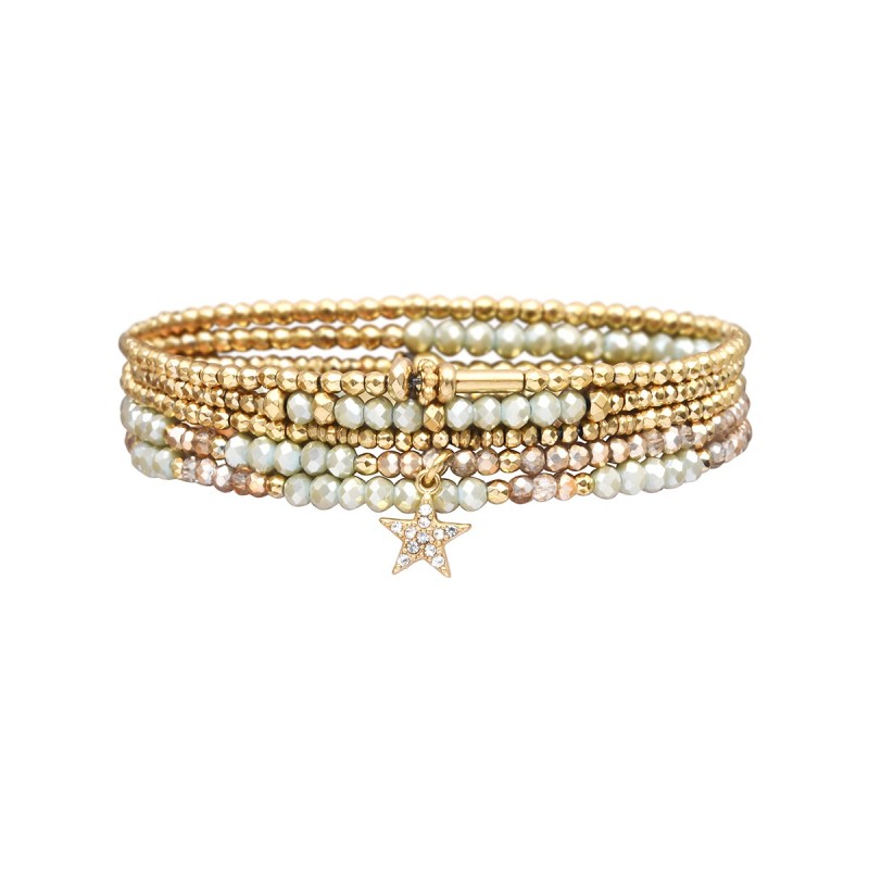 Bracelet 5 Tours Gaby Cristal vert flâner au jardin