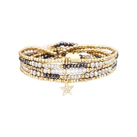 Bracelet 5 Tours Gaby Cristal blanc & gris