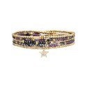 Bracelet 5 Tours Gaby Cristal noir, mauve et arc en ciel