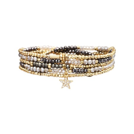 Bracelet 5 Tours Gaby Cristal blanc & gris