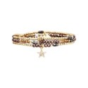 Bracelet 3 tours Gaby Cristal bronze, camel & brun frioul