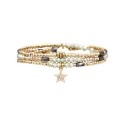 Bracelet 3 tours Gaby Cristal vert flâner au jardin & brun frioul