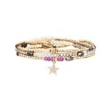 Bracelet 3 tours Gaby Cristal nuage de lait, rosé, brun frioul & rubis