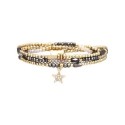 Bracelet 3 tours Gaby Cristal gris, blanc & brun frioul