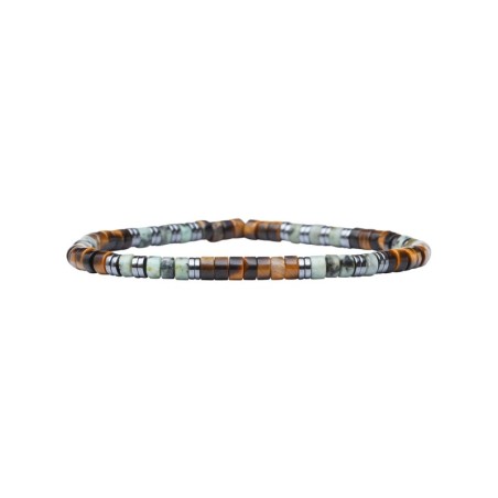 Bracelet Leo élastique Turquoise Africaine & Œil de Tigre