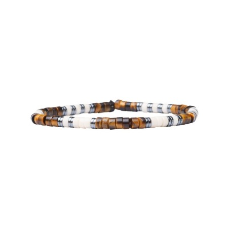 Bracelet Leo élastique Œil de Tigre & Pierre de Rivière