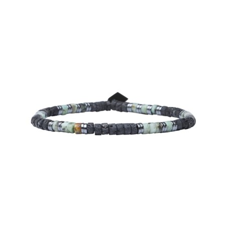 Bracelet Leo élastique Turquoise Africaine & Pierre de lave
