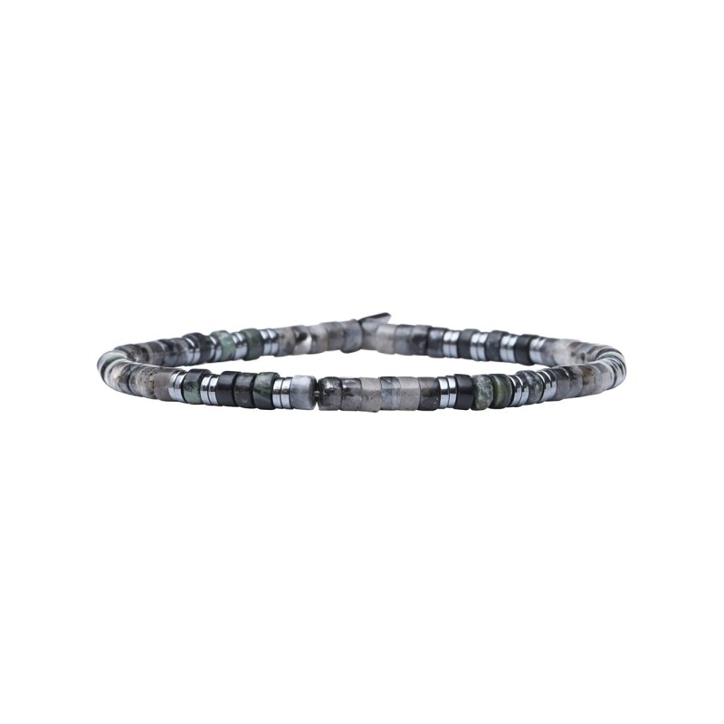 Bracelet Leo élastique Séraphinite et Obsidienne