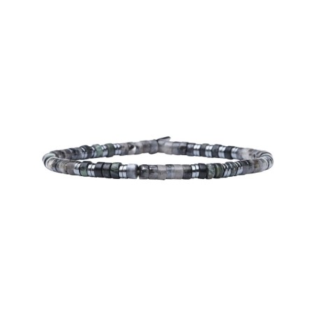 Bracelet Leo élastique Séraphinite et Obsidienne