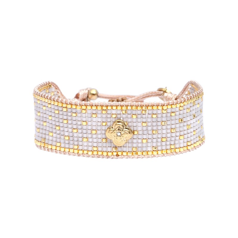 Bracelet Mayssane Santorini blanc soie de pêche