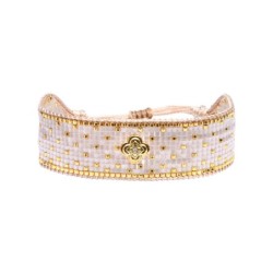 Bracelet Mayssane Formentera blanc de soie laiteux