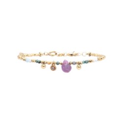 Bracelet Gabrielle émeraude & pierre de lune blanche