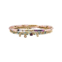 Bracelet élastique 3 tours Gabrielle rubis