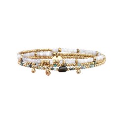 Bracelet élastique 3 tours Gabrielle nacre