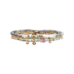 Bracelet élastique 3 tours Gabrielle tourmaline bleue