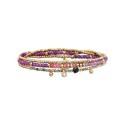 Bracelet élastique 3 tours Gabrielle tourmaline rose
