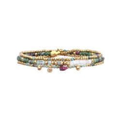 Bracelet élastique 3 tours Gabrielle émeraude