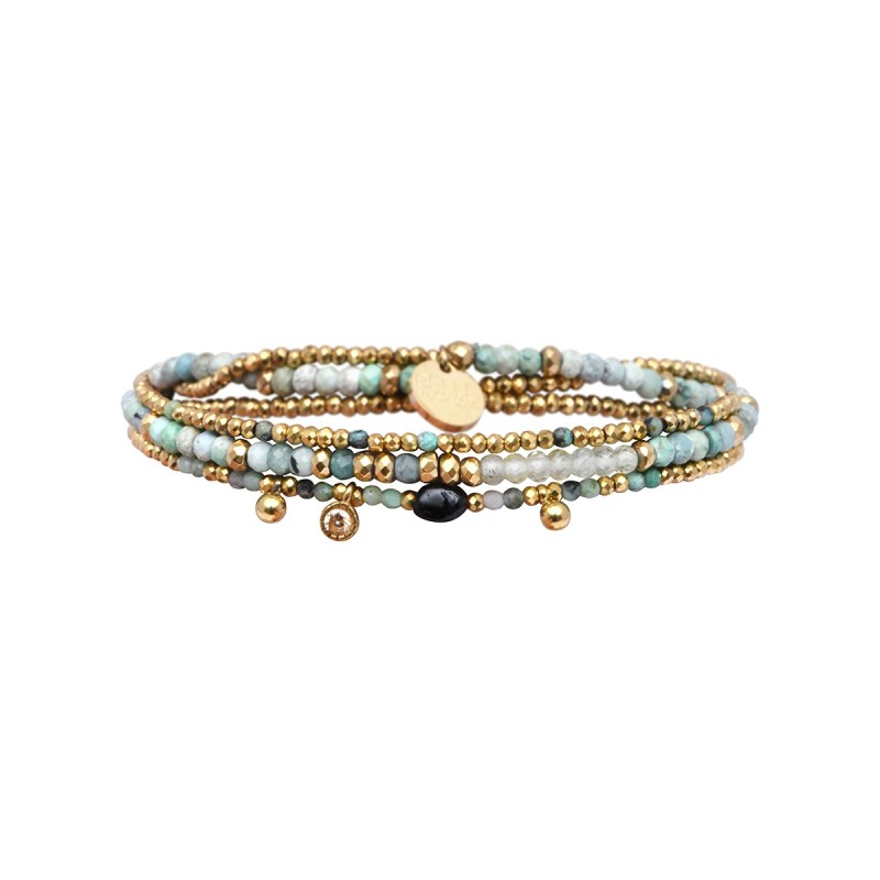 Bracelet élastique 3 tours Gabrielle turquoise