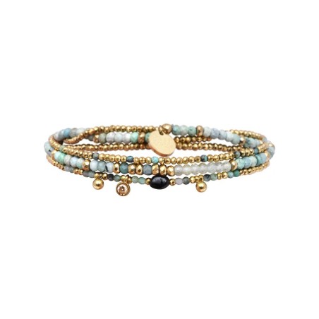 Bracelet élastique 3 tours Gabrielle turquoise