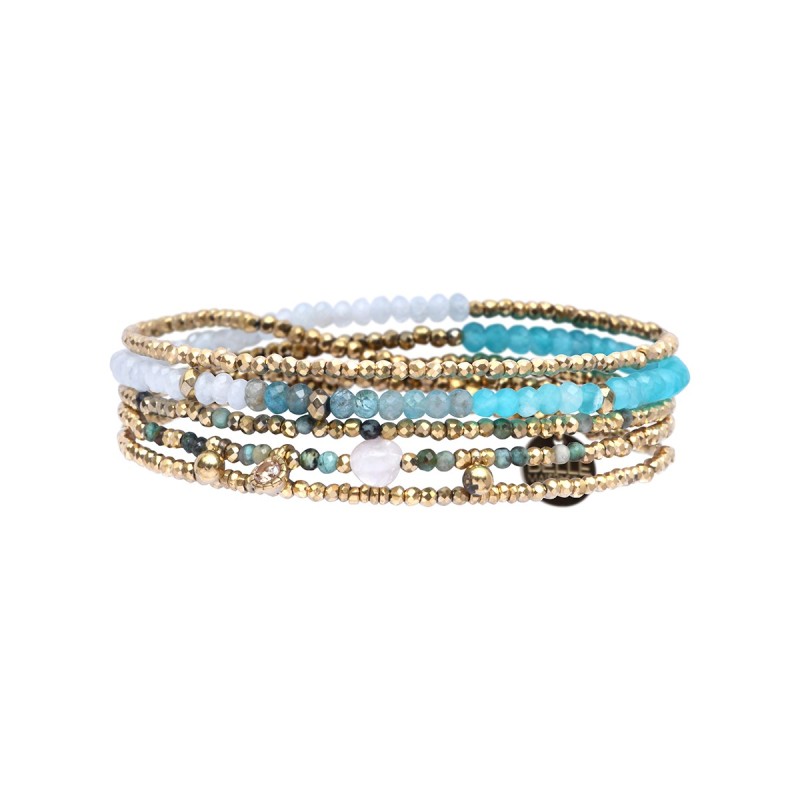 Bracelet élastique 5 tours Gabrielle amazonite