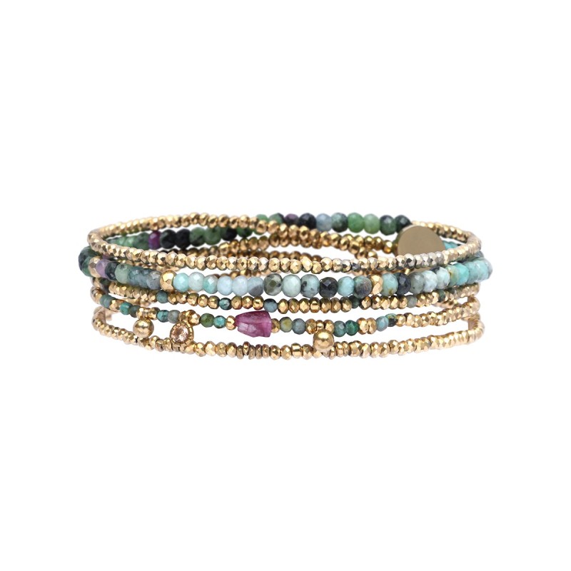 Bracelet élastique 5 tours Gabrielle rubis zoïste