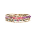 Bracelet élastique 5 tours Gabrielle rubis
