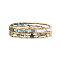 Bracelet élastique 5 tours Gabrielle émeraude