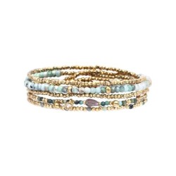 Bracelet élastique 5 tours Gabrielle turquoise