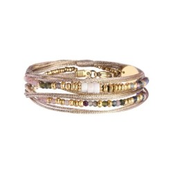 Bracelet 2 tours Rim nude pierre de lune rose