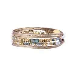 Bracelet 2 tours Rim nude tourmaline bleue