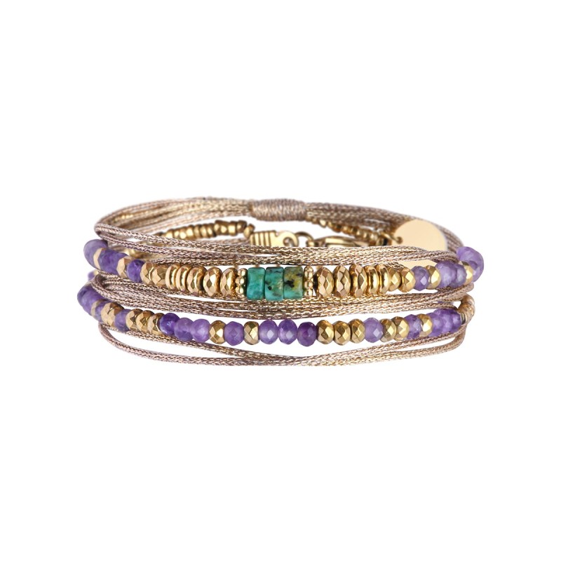 Bracelet 2 tours Rim nude améthyste