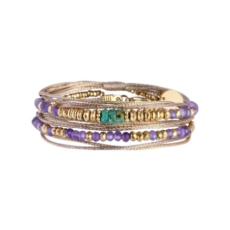 Bracelet 2 tours Rim nude améthyste