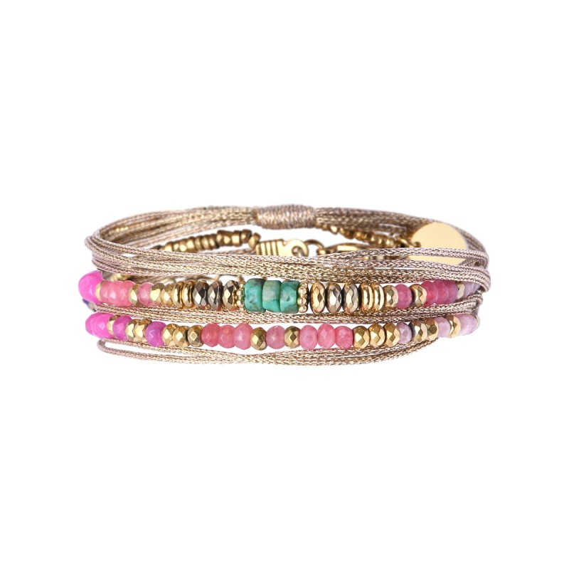 Bracelet 2 tours Rim nude rhodonite