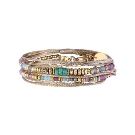 Bracelet 2 tours Rim nude tourmaline rose