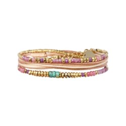 Bracelet 2 tours Rim color tourmaline rose