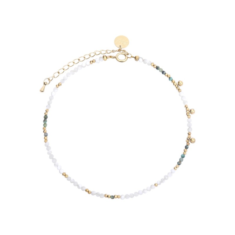 Bracelet cheville Emi nacre & turquoise